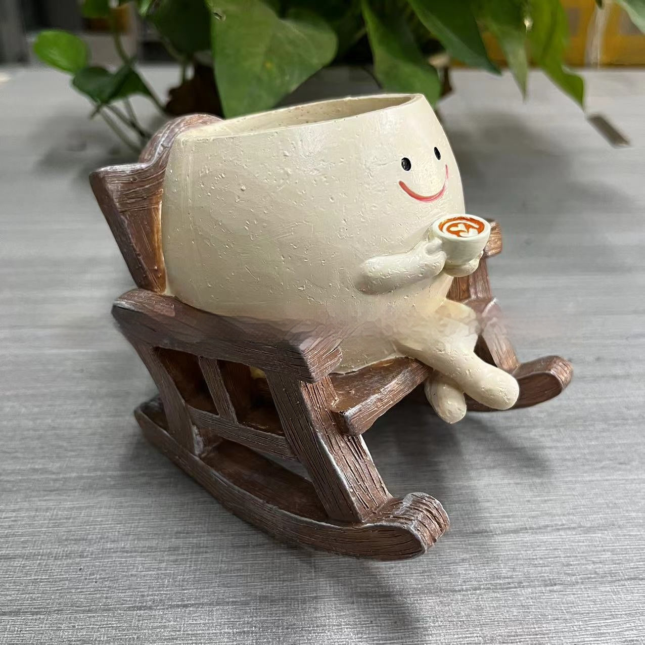 Lady's Rocking Chair Succulent Flower Pot Office Study Decoration