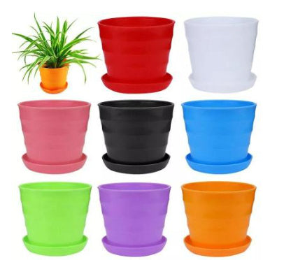 Gardening Resin Plastic Succulent Flower Pot Color Highlight Horizontal Pattern