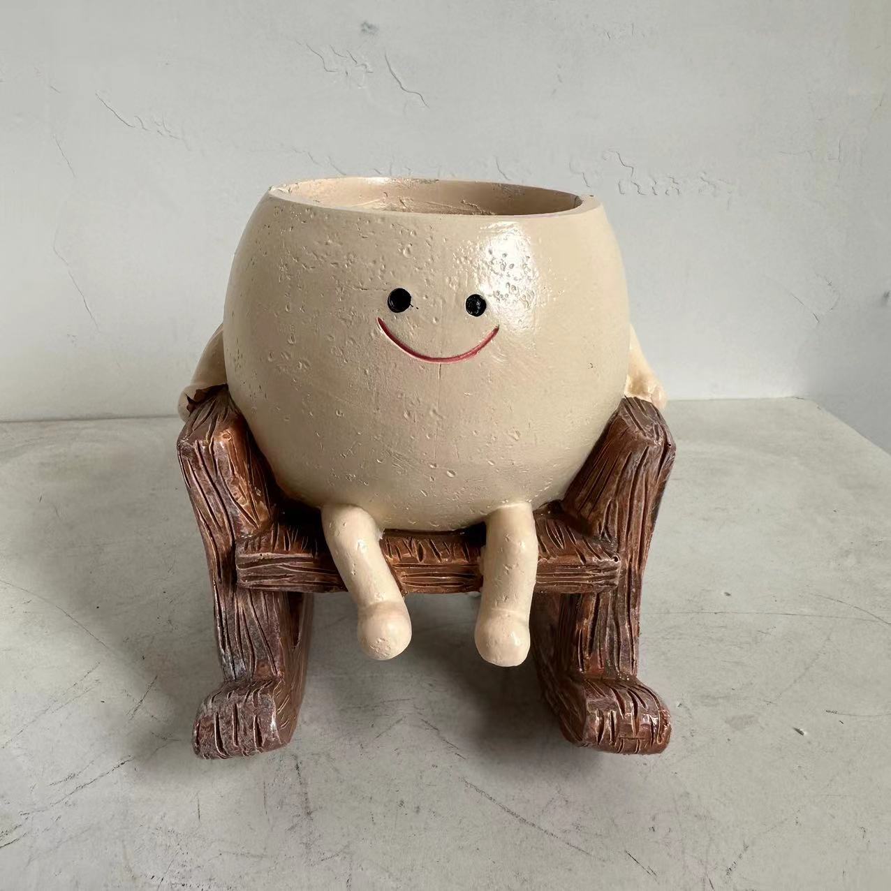 Lady's Rocking Chair Succulent Flower Pot Office Study Decoration