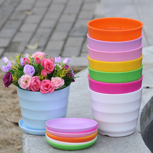 Gardening Resin Plastic Succulent Flower Pot Color Highlight Horizontal Pattern