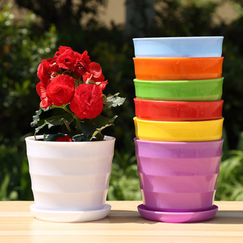 Gardening Resin Plastic Succulent Flower Pot Color Highlight Horizontal Pattern