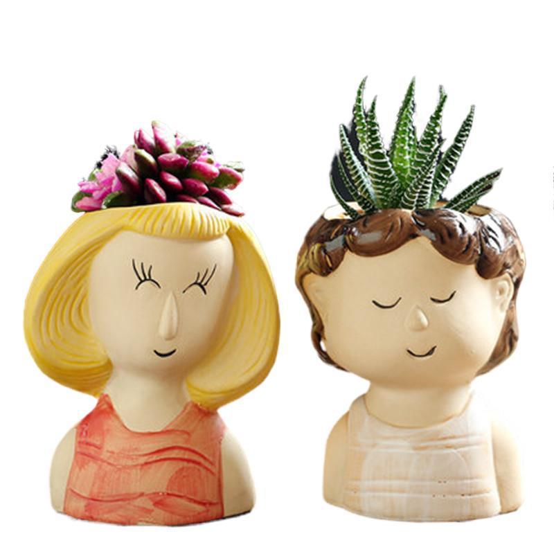 Doll Theme Small Flower Pot Personality Fleshy Potted Plant