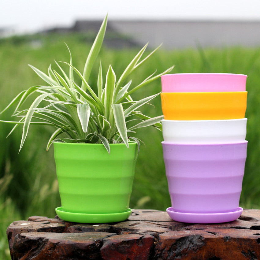 Gardening Resin Plastic Succulent Flower Pot Color Highlight Horizontal Pattern